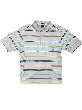 Paul & Shark Polo Shirt Striped Cotton Made in Italy Blue Small
